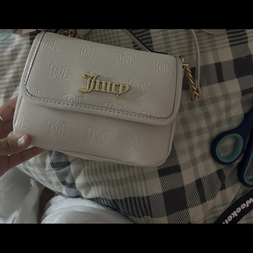 Juicy Couture Ivory Crossbody Bag with Gold Accents